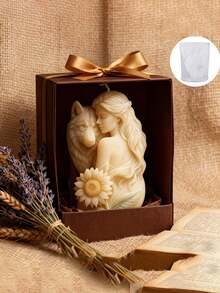 A Mysterious Wolf -Shaped Silicone Mold For Resin Casting, Depicting The Close Bond Between A Woman And A Wolf Along With Vivid Sunflower Details. It Can Be Reused With Various Materials Such As Resin, Candles, And Plaster - Beauty and Wolf Mold - View 6
