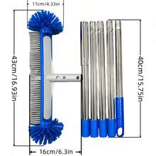 一套游泳池清洁刷，17英寸游泳池刷套装，带圆头和球形刷头的地板苔藓和地衣清洁刷，蓝绿色 - 彩色 - 查看 4