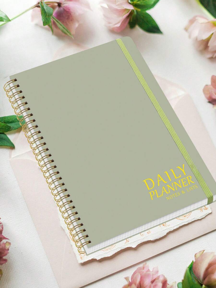 Trees 1 pieza Cuaderno de planificación diaria sin fecha A5, con lista de tareas, sección de prioridad y notas, adecuado para el trabajo, el estudio y la mejora de la eficiencia, suministros de oficina - Cuaderno diario - Verde - Ver 1