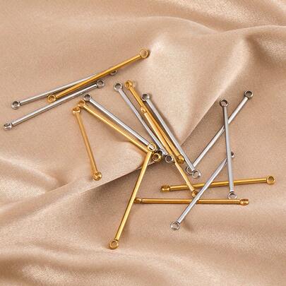 10个不锈钢双环连接杆，适用于DIY耳环、项链、珠宝、吊坠等工艺配件