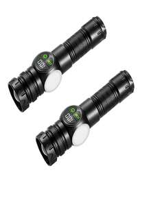 2/1pc 20W LED + COB Rechargeable Flashlight, Super Bright Tactical Handheld Lamp, With Magnetic Base, Variable Focal Length, Digital Battery Level Display, Waterproof, Suitable For Camping, Car Maintenance, Emergencies And Outdoor Activities - black - View 13