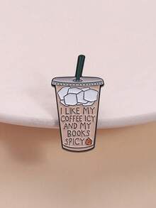 1枚“我喜欢冰咖啡和辛辣书籍”珐琅胸针，趣味咖啡书饮料胸针，背包翻领徽章，珠宝礼物 - 彩色 - 查看 6