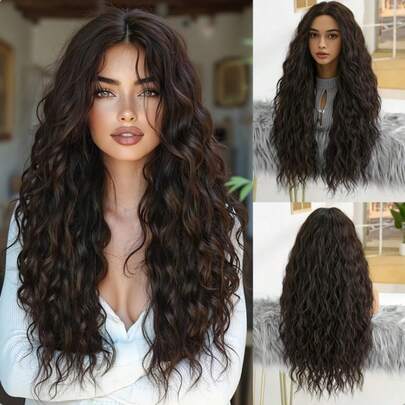 黑色短款波浪波波头假发，180%密度，耐热合成纤维混纺人发，带婴儿发，预拔毛自然发际线，预漂白，无结设计，10-34英寸