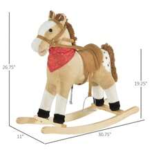 Children's Plush Riding Rocking Horse Toy Denim Rocking Chair, Suitable For Children Aged 3-6, Beige - Beige - View 4