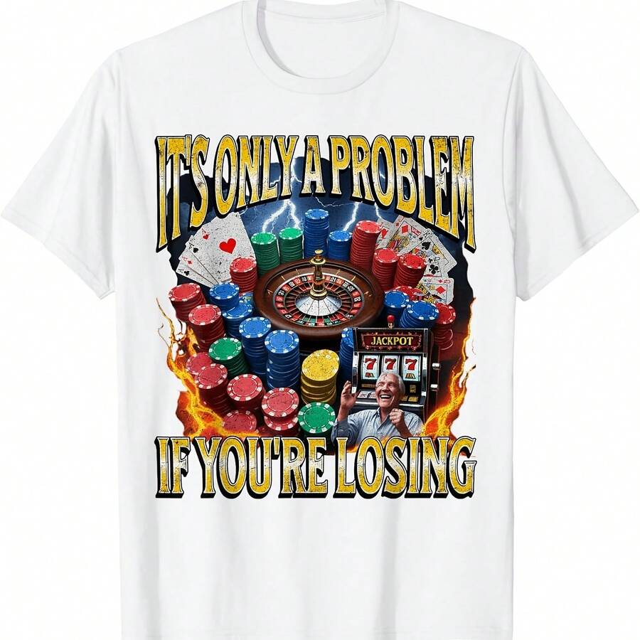 Camiseta divertida de juegos de azar: "Solo es un problema si estás perdiendo" - Blanco 2 - Ver 1