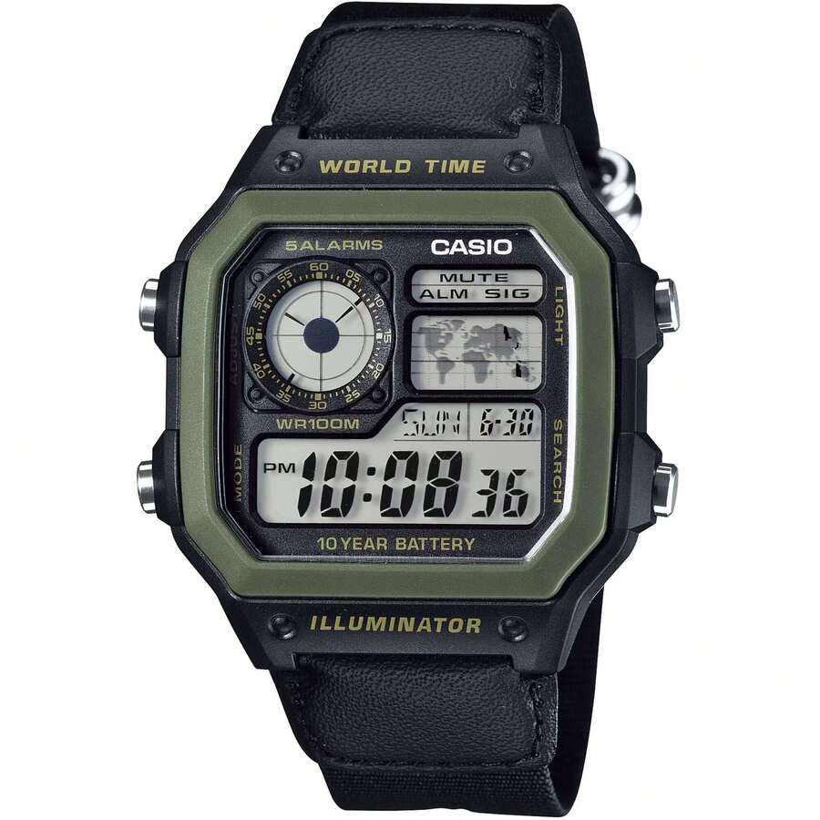 Casio AE-1200WHB-1BV Men's Black And Grey Digi Dial Strap Watch - 黑色 - 查看 1