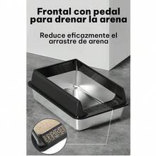 UNA MASCOTA Arenero Semicerrado para Gatos XL, Acero Inoxidable - Gris Claro - Ver 6
