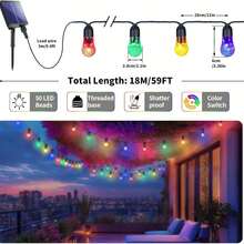 AMILL 59ft Solar-Powered Dual USB LED Fairy Lights With 50 Crystal Balls, 8 Modes & Remote Control - Multicolor Indoor/Outdoor String Lights For Garden, Yard, Wedding, Party, Christmas Decorations, Outdoor Lighting  Decorative Lights  Versatile Lighting, Hanging Solar Lights - Solar Bubble Ball - View 2