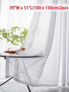 2/36片装法式条纹薄纱窗帘，半透明窗帘，适用于卧室、客厅、阳台 - 白色 - 查看 12