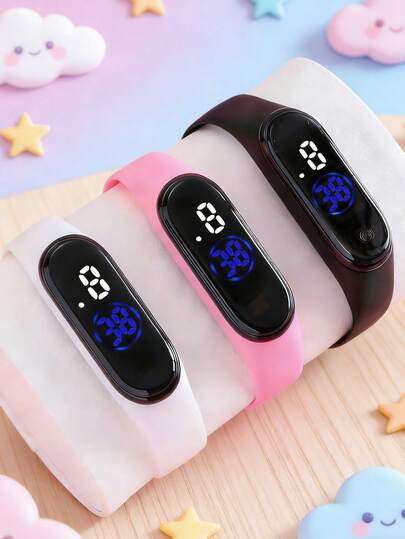 1 pieza Reloj electrónico de moda con LED para niños, muestra la hora y la fecha, adecuado para Navidad, vacaciones, escuela, deportes y uso diario