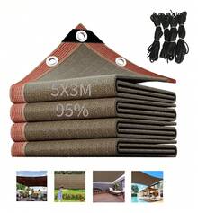 3x5 M Malla Sombra Raschel Protección UV del 95 %, Toldos para Exteriores para Jardín con Ojetes Metálicos + 4 Cuerdas de 10mTela Sombreado para Invernadero, Patio, Plantas, Cobertor para Perrera - La red proporciona sombra, aislamiento, retención de humedad y refrigeración, La tela para sombra es fácil de instalar y quitar, lo que le permite colgarla y quitarla sin esfuerzo - A - Ver 2