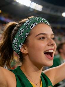 Fashion Football Print Headband, Elastic Football Print Party Sports Fitness Yoga Sweatband Football Bohemian Polyester Headband, All Season - Multicolor - View 4