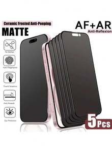 5pcs - Full Screen Matte Privacy Screen Protector Film Compatible With IPhone 17 Pro Max/17 Air/16 Pro Max/16e/15 Pro Max/14 Plus/13 Pro Max/12 Mini/11 Pro Max/XS Max And Other Models. Featuring Dual-Sided Privacy Filter, Compatible With Phone Cases, Full Screen Coverage. Anti-Peeping, Anti-Fingerprint, Upgraded Edge Protection, Scratch-Resistant, Easy Installation Without Bubbles. A Great Gift For Birthdays And For Friends/Family. - Black - View 26