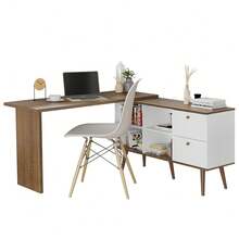 Escritorio Mesa De Esquina Madesa Lisboa 3 Cajones BM 01 - Blanco y Marrón - Ver 11