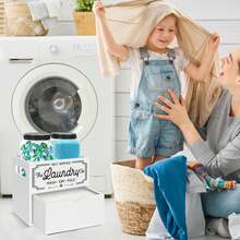 Dryer Sheet Container For Laundry Room Organization, Laundry Pods Container Include 2 Plastic Jars With Lids For Laundry Room Storage, Drying Ball And Laundry Detergent Dispenser, Laundry Room Decor - White 1pc - View 5