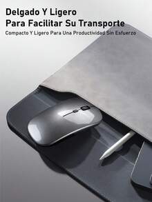 Ratón inalámbrico, batería recargable de 300 mAh, silencioso, diseño ultrafino (receptor Bluetooth y USB 2.4Ghz), ratón de ordenador portátil, apto para portátiles, iPad, compatible con MacBook y dispositivos Apple - Negro - Ver 8