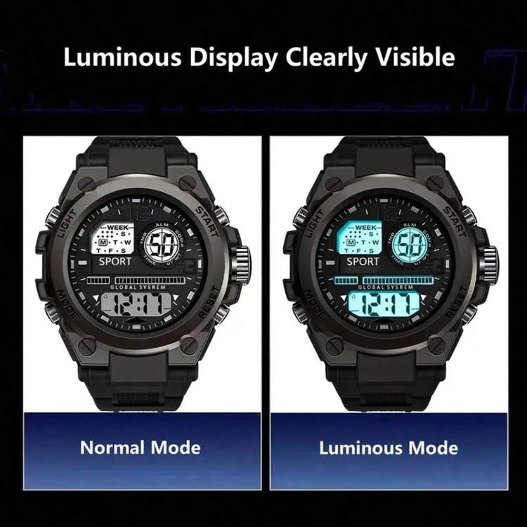 New Multi-Function Watch, Outdoor Sports, High School & College Students, Youth, Fashion Dual Display, Luminous Electronic Watch - one-size - View 5