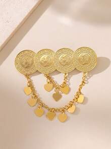 Herseygold 1 件铜镀金奥斯曼硬币图腾胸针、阿拉伯妇女节日配饰、婚礼新娘胸针 - 金色 - 查看 7