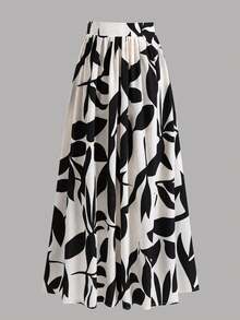 EARO 女士印花高腰 A 字裙，夏季度假裙，春季白色 - 白色 - 查看 2