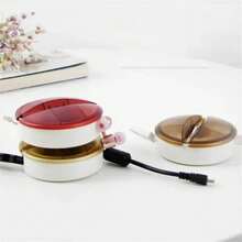 Caja enrolladora de cables redonda, de carga para auriculares, amarre enrollador de tipo giratorio, estuche de almacenamiento de cables de datos portátil, herramienta de almacenamiento de escritorio AWFM - Ver 8