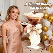 4ft Large Espresso Martini Cardboard Cutout A Tini Bit Older Birthday Standup Brown Bow Cocktail Glass Backdrop Decoration For Women Bar Bachelorette Bridal Shower Party Decor - Brown - 查看 5