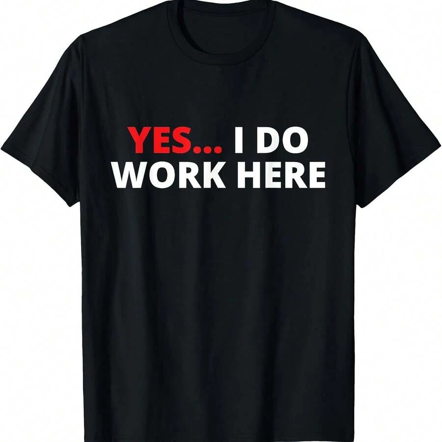 Camiseta sarcástica de trabajador minorista con el mensaje "Sí, trabajo aquí" - Negro-4 - Ver 1