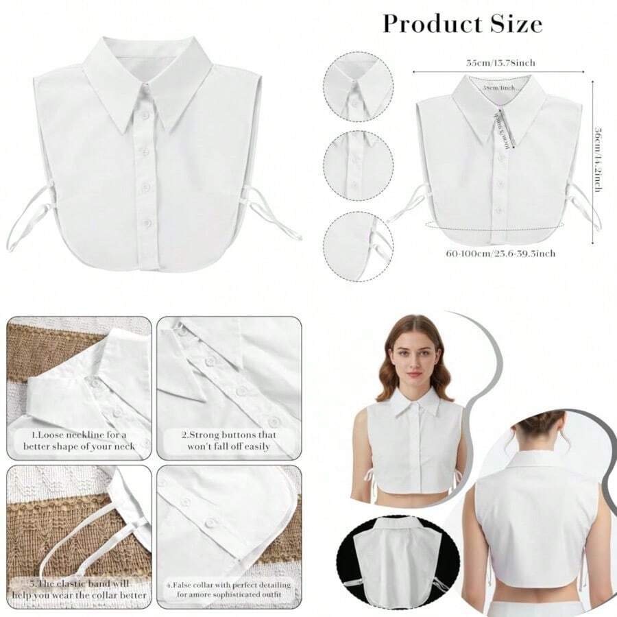 Valentine's DayDetacable Fake Collar W Collar Sirt  Women - Ent F Collars Wit Pointed Design - As Pic - View 1