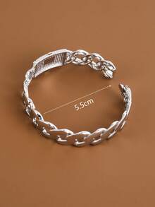 1pc Chain-Link Design Cubic Zirconia Inlaid Women Fashion Bracelet - Multicolor - View 6