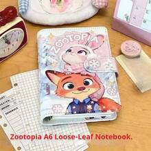 Disney New Judy, Fox, Nick, Zootopia A6 Soft Leather Magnetic Closure Notebook, Suitable For Middle & Elementary School Students, Essential Back To School Supplies & Gift - A6 Zootopia - View 1
