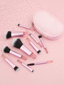 10 Pieces Of Travel Makeup Brush Set Pink Mini Makeup Brush Travel Portable Small Eye Shadow Eye Lipstick Foundation Brush Eye Shadow Contour Blush Concealer - Multicolor - View 7