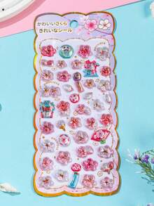 3D Cherry Blossom Stickers - DIY Decoration For Smartphones, Computers, And Tablets - Vibrant Colors, Adhesive, Smooth Surfaces, Perfect For Paper And Glass, Cute Stickers, Computer Decoration, Vibrant Designs, Smooth Surfaces. Perfect For Stationery Lovers, Scrapbookers, And Anyone Who Enjoys Exchanging And Sharing. - Multicolor - View 12
