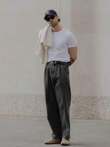 Men's Casual Slim Fit T-Shirt, Basic Dressy Style, Premium Spring/Summer - 白色 - 查看 9