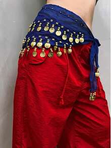 1 pieza Cadena para la cintura de baile, accesorio de baile del vientre de estilo hip hop callejero con monedas doradas cosidas a mano, multicolor, de tela metálica, decorativo y sexy para la cintura y falda, estilo bohemio y retro, para fiestas, vida nocturna, atuendos de playa, ropa y accesorios de festival - Multicolor - Ver 7