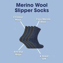 Sock Snob 4 Pack Mens Warm Merino Wool Slipper Socks For Indoors - Assorted - View 5