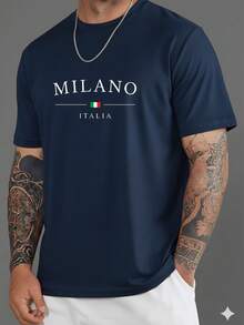 Kit Of 3 Men's Milano T-Shirts, 100% Cotton, 30.1 Yarn, Comfortable Slim Fit Shirt, Immediate Shipping, Special Offer - 黑色/海軍藍/綠色 - 查看 2