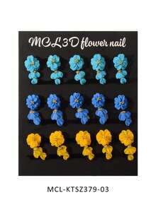 6/12/30pcs 3D Handmade Acrylic Flower Nail Art Decorations - Luxury White 3D Flowers With Rainbow Rhinestones And Golden Beads, Carved By Nail Artists, INS Trending Spring/Summer DIY Nail Supplies, Suitable For Women And Girls, Elegant Nail Stickers Nails - Yellow - View 17