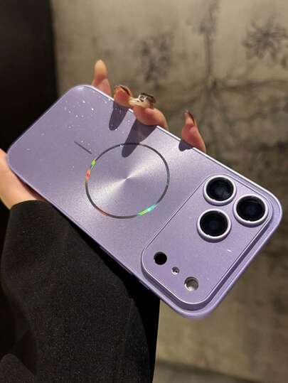 奢华闪亮CD图案极光磁吸无线充电超薄硅胶手机壳，适用于 17 Pro Max、17 Pro、17、16 Pro Max、16 Pro、16、15 Pro Max、15 Pro、15、14 Pro Max、14 Pro、14、13 Pro Max、13 Pro、13，提供摄像头保护和减震功能。