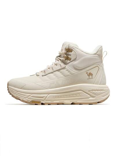 CAMEL CROWN 女士户外防滑耐磨运动鞋，秋冬季高帮休闲鞋，带羊毛内衬保暖。