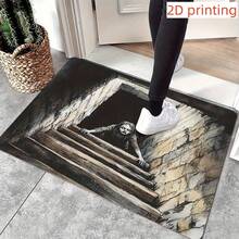 1pc Realistic 2D/3D Optical Illusion Black Hole Crack Floor Mat - Illusion 3D Cave Effect, Durable Easy-Clean Suitable For Indoor/Outdoor Use, Modern Optical Illusion For Home Entrance, Bedroom - Low- Fiber Design. - 亮色15 - 查看 5