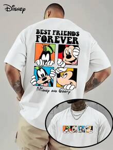 1 Disney Mickey Mickey Mouse Printed Men's T-Shirt, Meaning Best Friend, Suitable For Sending Friends, Genuine Authorized Quick-Drying Short-Sleeved Comfortable Full Marks For  Men's Exclusive Summer Preference. - 白色 - 查看 1