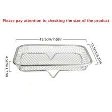 1/3 piezas Rejilla apilable de acero inoxidable para freidora de aire, bandeja deshidratadora multicapa, apta para freidora de aire, microondas, vaporera, reutilizable - Plateado - Ver 16