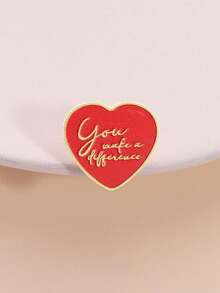 1Pc You Make A Difference Enamel Pins Motivating Red Heart Quotes Metal Brooches Lapel Badge Jewelry Gifts For Lover Friend - Multicolor - View 3