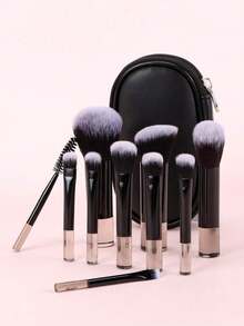 50 Mini Pink Makeup Brush Sets+1 Mini Zipper Bag, Paint, Makeup Brush, Rouge Brush, Eye Shadow Brush, Highlight Brush, Eyebrow Brush - Convenient Travel Makeup Tools - Multicolor - View 9