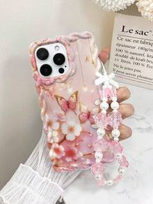 Braided Butterfly Painted Shockproof Phone Case With Wrist Strap, Compatible With IPhone 14, 14 Pro, 14 Pro Max, 13, 13 Pro, 13 Pro Max, 11, 11 Pro Max, 12, 12 Pro, 12 Pro Max, XR, XS, 15, 15 Pro, 15 Pro Max, 16, 16 Pro, 16 Pro Max, 17, 17 Pro, 17 Air, 17 Pro Max - Multicolor - View 2