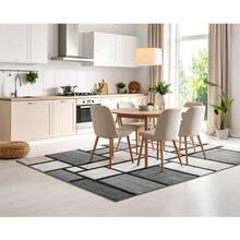 Geometric Pattern Blue Gray Black Area Rug Washable Rug Vintage Traditional Floor Cover Foldable Thin Retro Accent Indoor Non Slip Carpet Print Mat Bedroom Living Room Bathroom Home Decor Large Carpets Dining Room Rug Kitchen Rugs For Entryway - B - 查看 2
