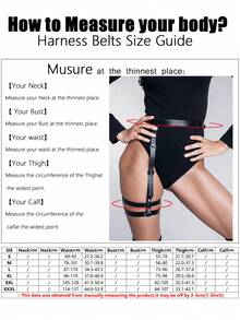 1 Peça Cinta-Liga de Estilo Gótico Sexy para Mulheres, Cinto Suspensório de Couro PU, Adequado para Festas de Carnaval, Apresentações ou Uso Diário - Preto - Visão 7