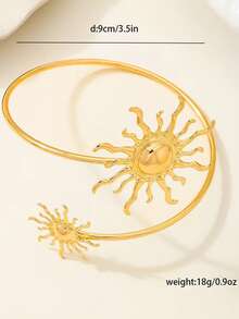 1pc Minimalist Fashion Sunflower Arm Band, Versatile Unique Design Suitable For Daily Wear - Gold - View 7