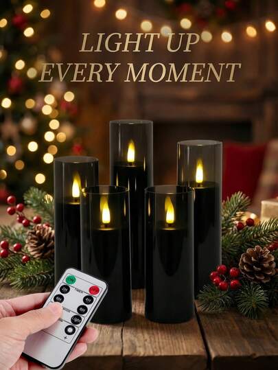 2/3/5支装无焰蜡烛，带遥控器，无烟LED电子蜡烛，电池供电LED蜡烛，带定时器，浪漫LED装饰蜡烛灯，LED柱形蜡烛，可移动烛芯，适用于家居装饰、卧室、婚礼、求婚、圣诞节、公司派对、餐桌中心装饰、蜡烛加热器、仿真蜡烛、礼品（直径2.2英寸 x 高4英寸/5英寸/6英寸/7英寸）