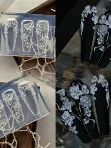 1pc Magnolia Flower & Floral 3D Carving Transparent Silicone Nail Art Mold - Clear - View 8