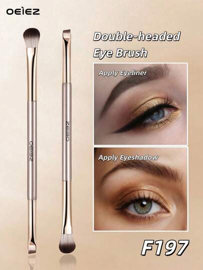 OEIEZ 2 In 1 Professional Dual Ended Eyeshadow Brush, Angled & Large Brush For Precise Shaping, Smudging Eyeshadow Application, Blending & Set Target Area,Suitable For All Skin Types